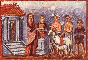 Dido draagot offerings on, illustration by Aeneis of Vergilius